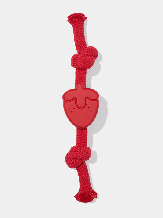Playful Charm Knot Rope Toy — BERRY — styled in a home setting