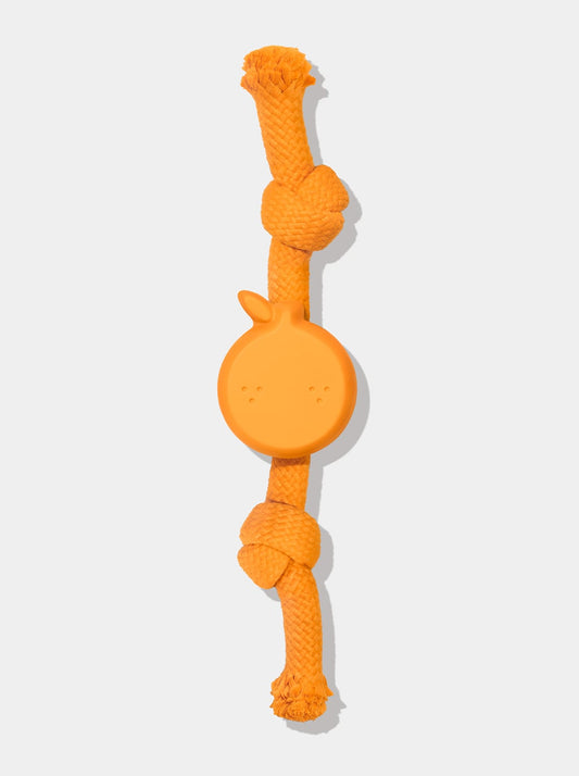 Playful Charm Knot Rope Toy — CITRUS — styled in a home setting