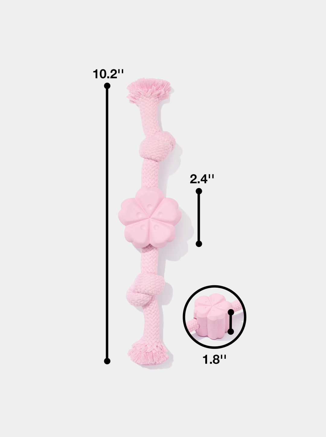 Playful Charm Knot Rope Toy — SAKURA — scale reference