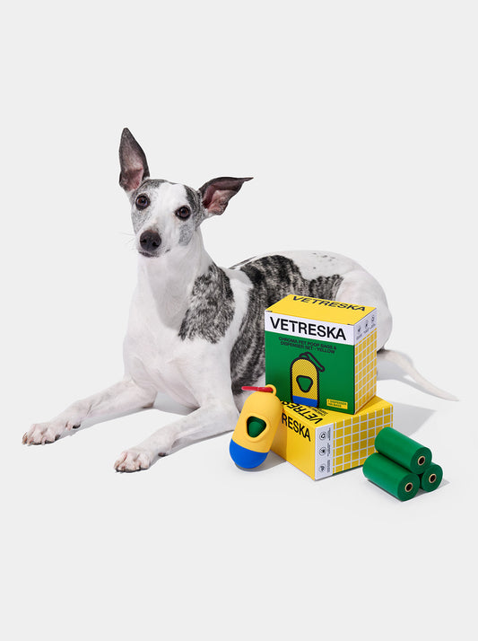 PRISM Poop Bags & Dispenser Set - Yellow — styled in a home setting