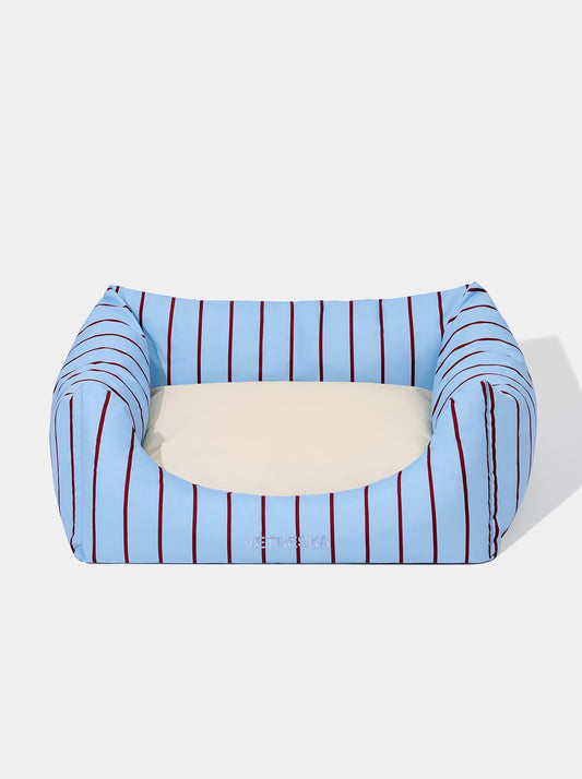 VELVET Pet Sofa - Azure & Stripes (2) — styled in a home setting