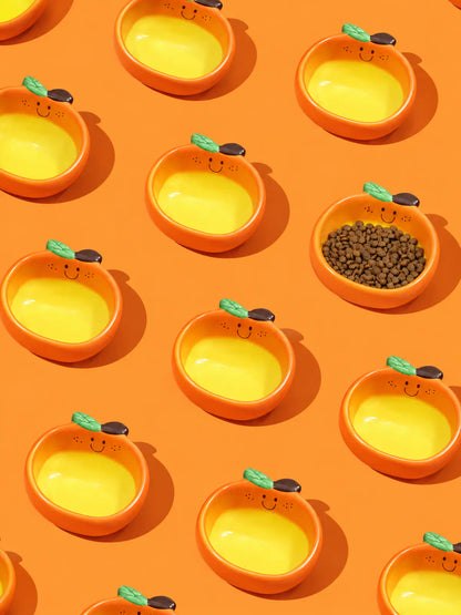 Sunny Orange Ceramic Pet Bowl