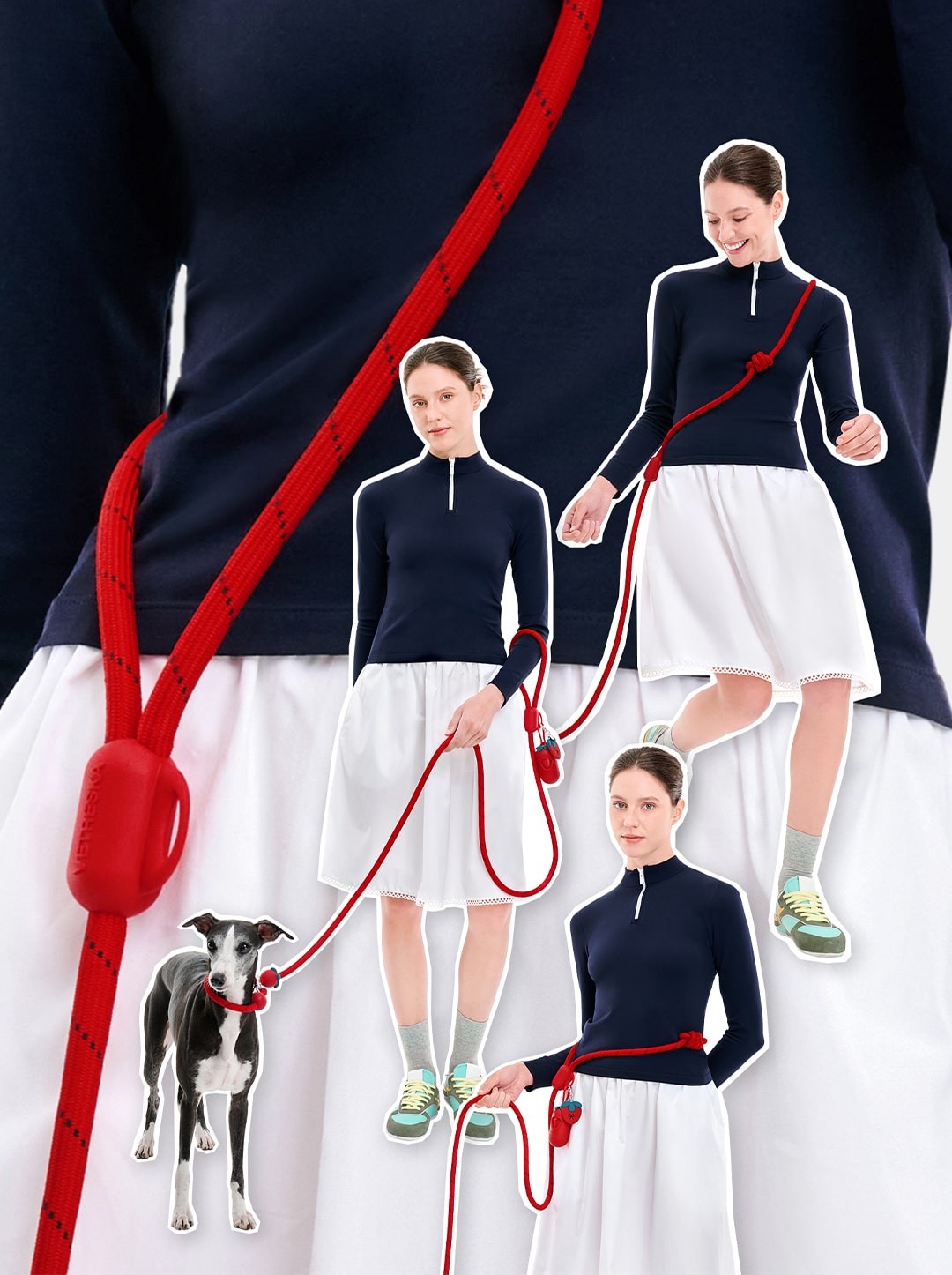 AURA Hands-Free Rope Leash - BERRY — close-up detail