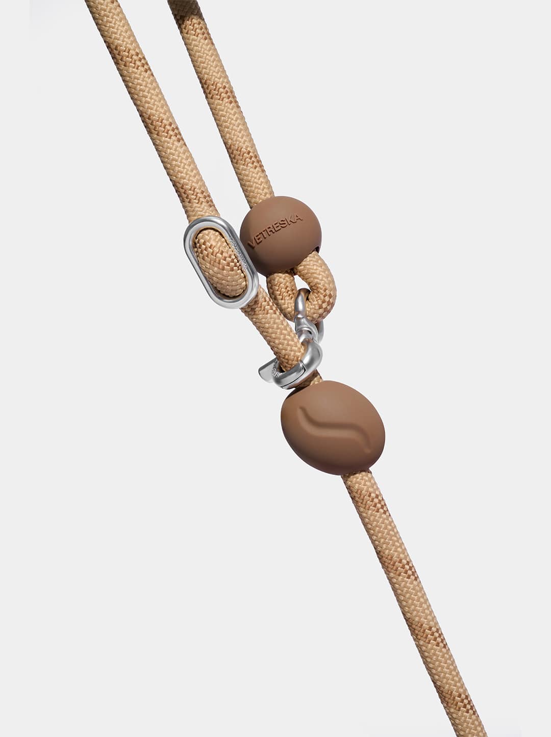 AURA Hands-Free Rope Leash - MOCHA — detail shot