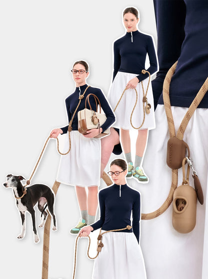 AURA Hands-Free Rope Leash - MOCHA — close-up detail