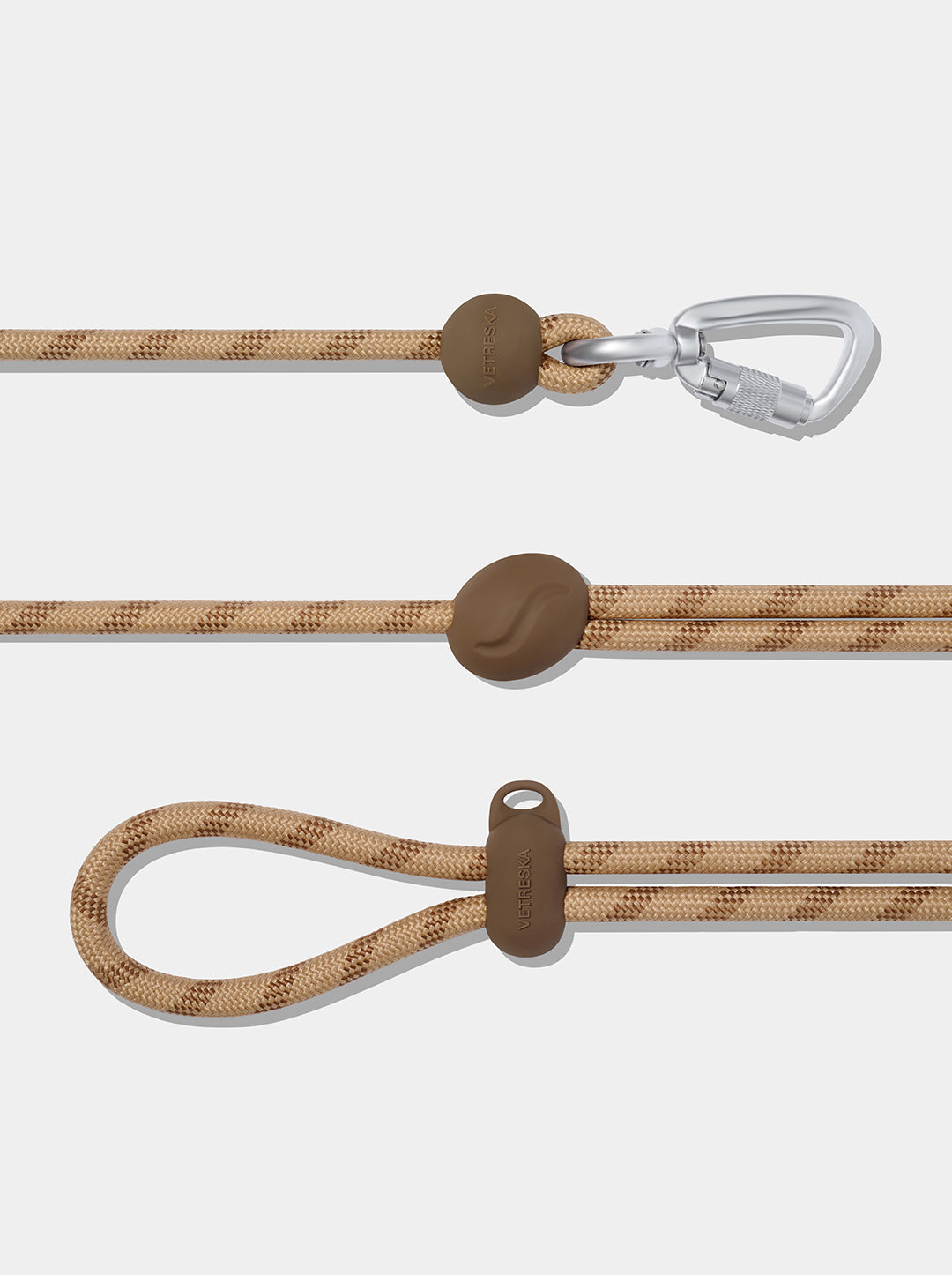 AURA Premium Classic Rope Leash - MOCHA — in use