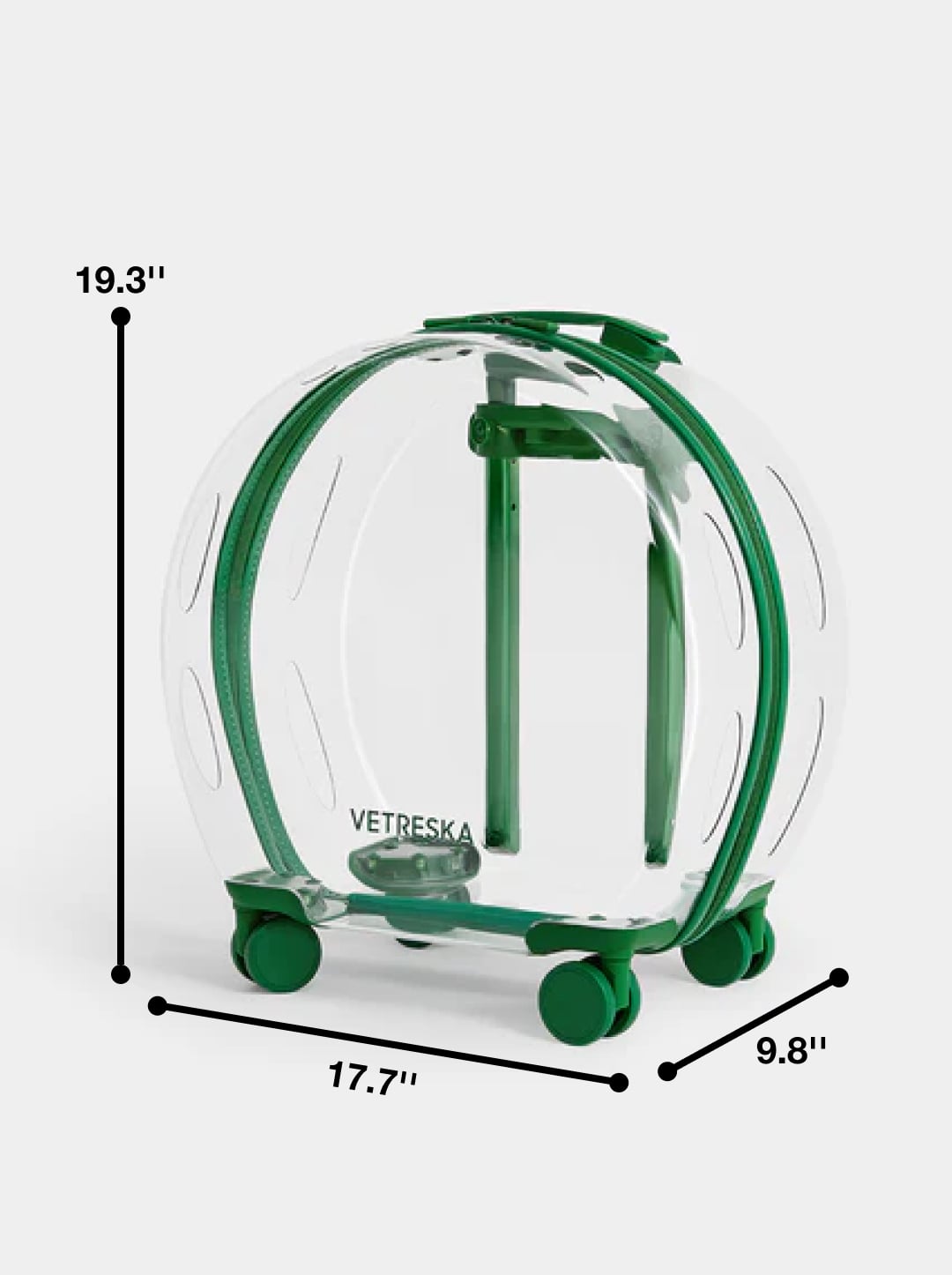 Bubble Pet Carrier — Green — scale reference