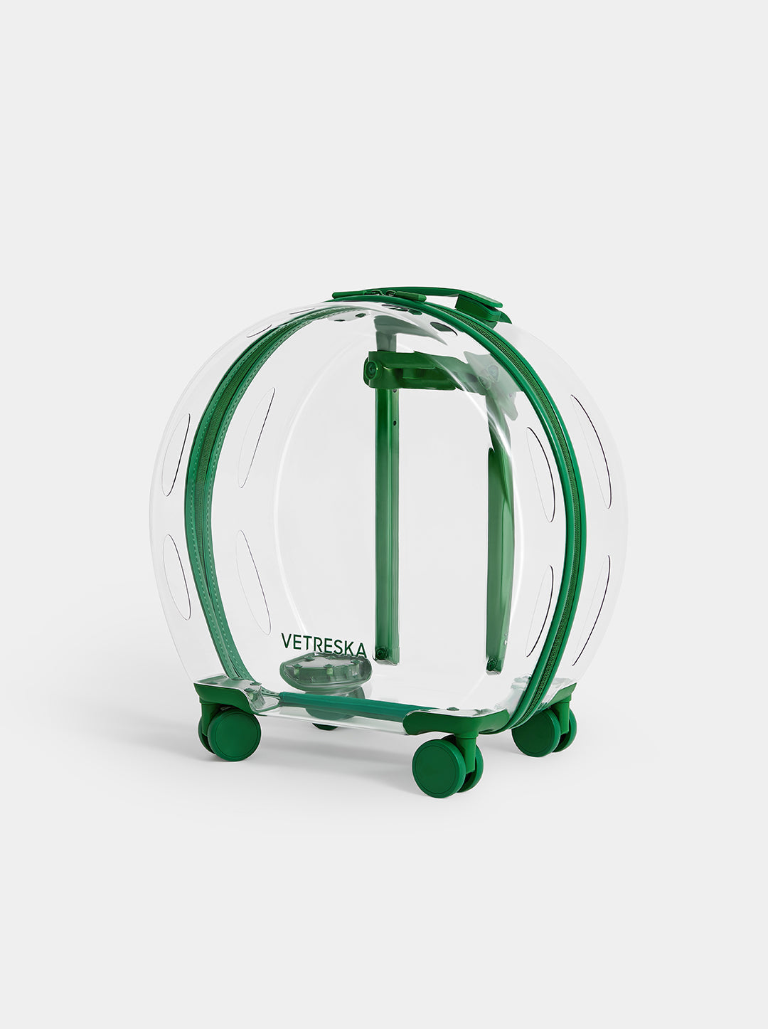 Bubble Pet Carrier — Green — styled in a home setting