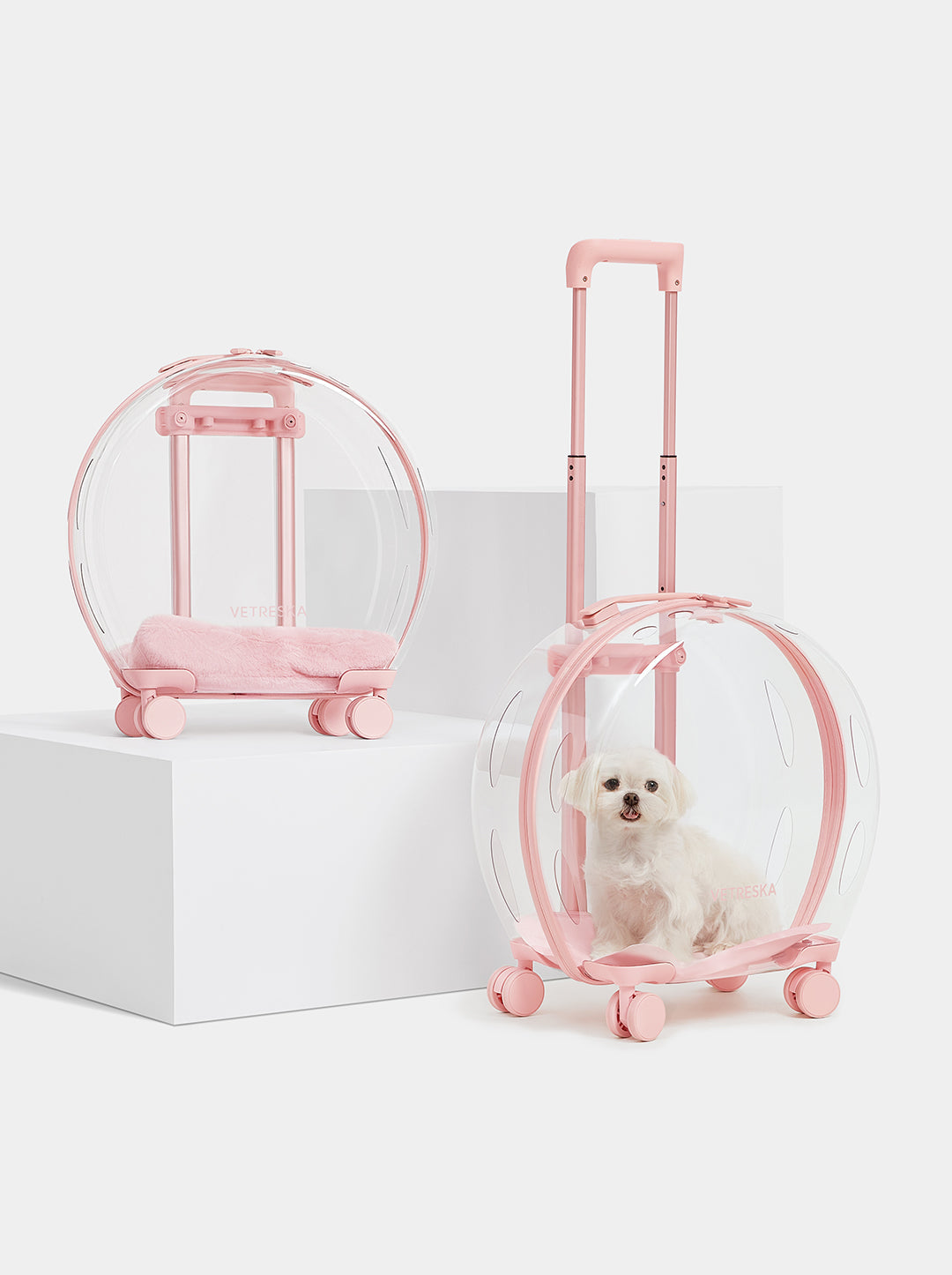 Bubble Pet Carrier — Pink — close-up detail