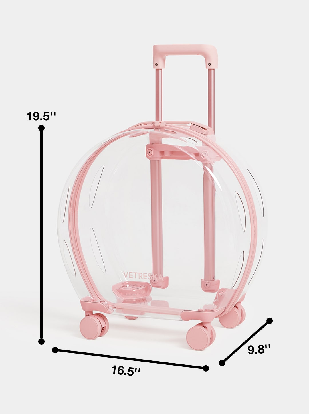 Bubble Pet Carrier — Pink — scale reference