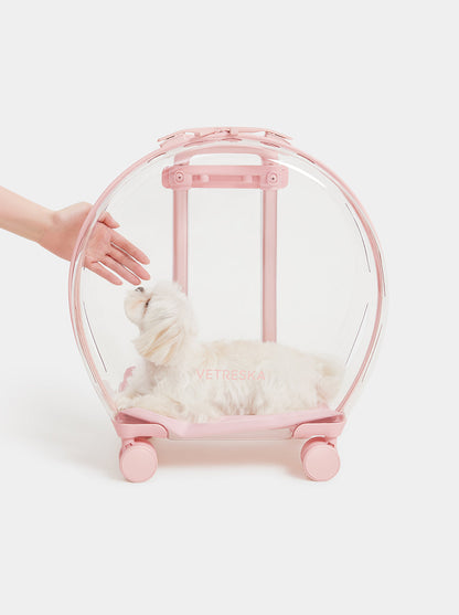 Bubble Pet Carrier — Pink — in use