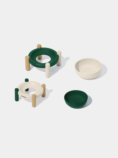 CEDAR Ceramic Pet Bowl & Mat Set (2) — alternative angle