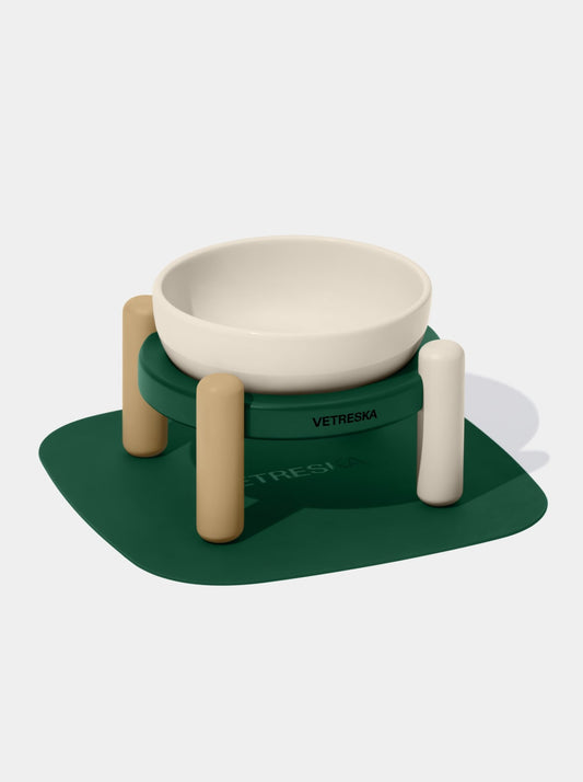CEDAR Ceramic Pet Bowl & Mat Set — main product photo
