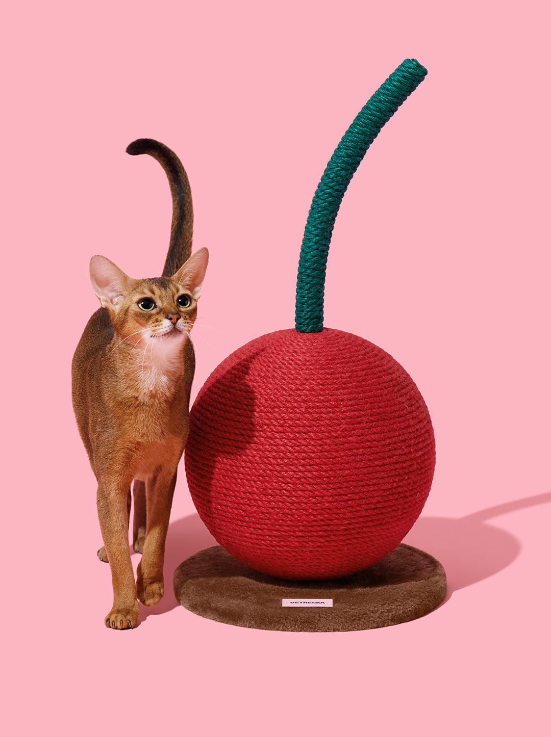 CERISE Cat Scratching Ball — in use