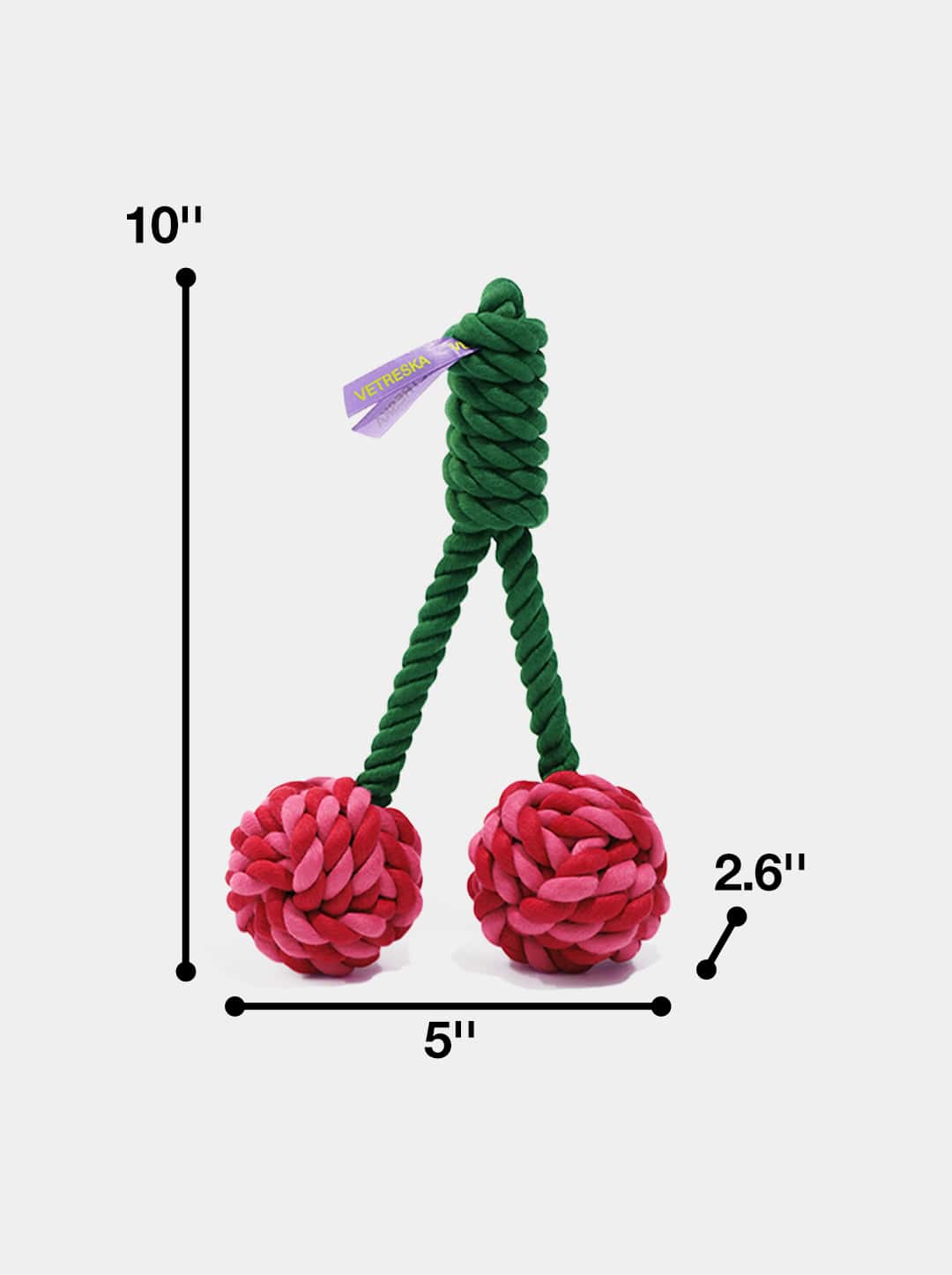 CERISE Knot Rope Toy — scale reference