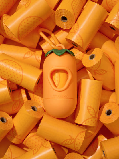 CITRUS Poop Bags & Dispenser Set — in use
