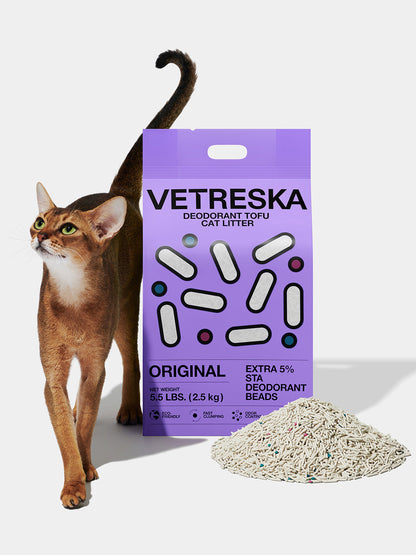 Original Deodorant Tofu Cat Litter — styled in a home setting