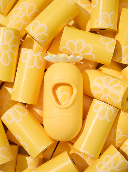 PETAL Poop Bags & Dispenser Set — in use