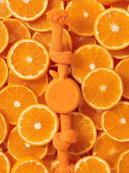 Playful Charm Knot Rope Toy — CITRUS — in use