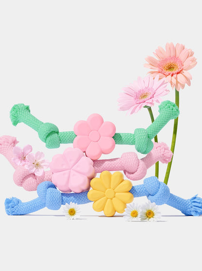 Playful Charm Knot Rope Toy — MEADOW — scale reference