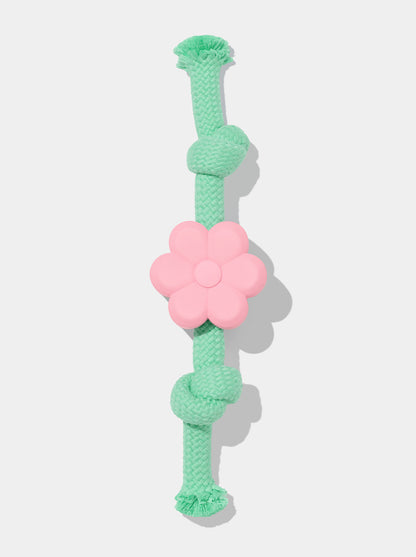 Playful Charm Knot Rope Toy — MEADOW — styled in a home setting