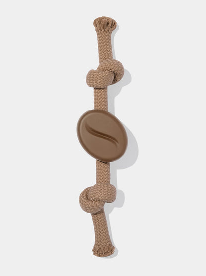 Playful Charm Knot Rope Toy — MOCHA — styled in a home setting