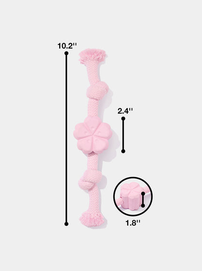 Playful Charm Knot Rope Toy — SAKURA — scale reference