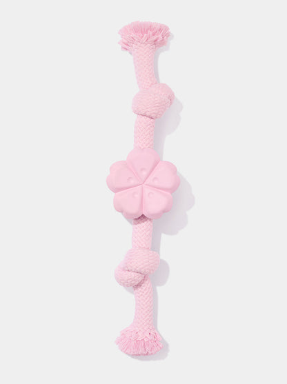 Playful Charm Knot Rope Toy — SAKURA — styled in a home setting