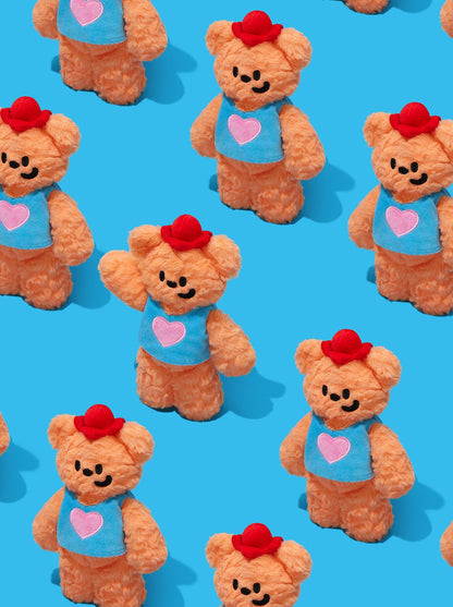 PLAYMATES Buddy Bear — styled in a home setting