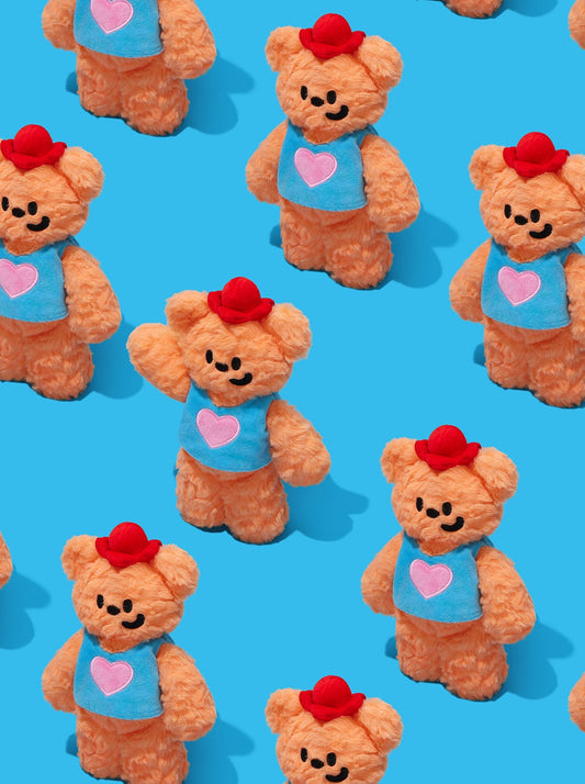 PLAYMATES Buddy Bear — styled in a home setting