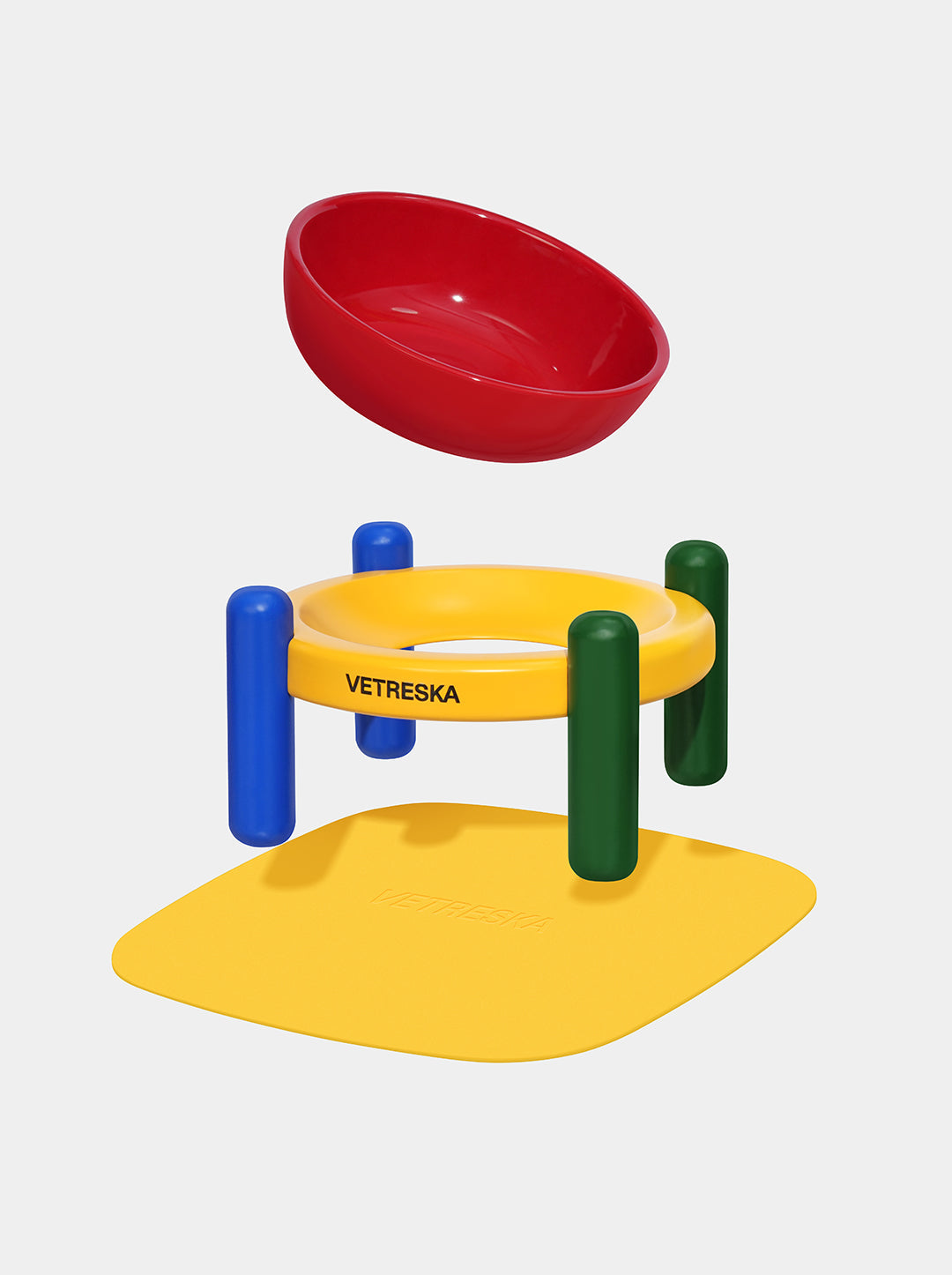 PRISM Ceramic Pet Bowl & Mat Set — detail shot