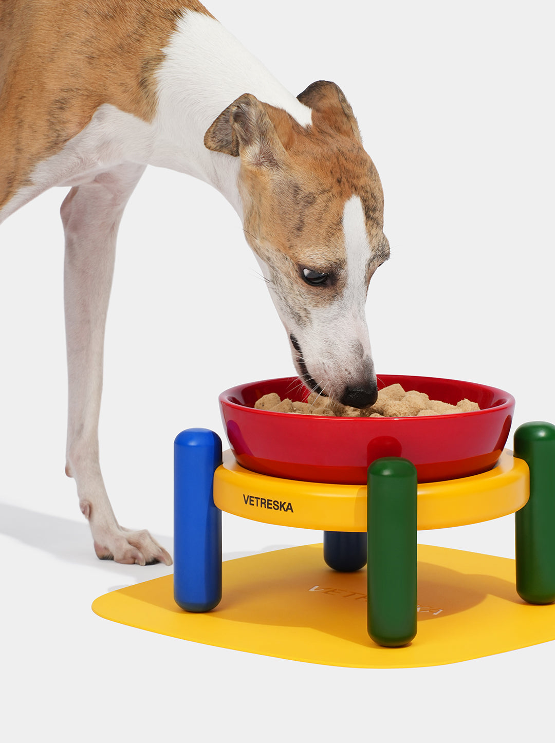 PRISM Ceramic Pet Bowl & Mat Set — styled in a home setting