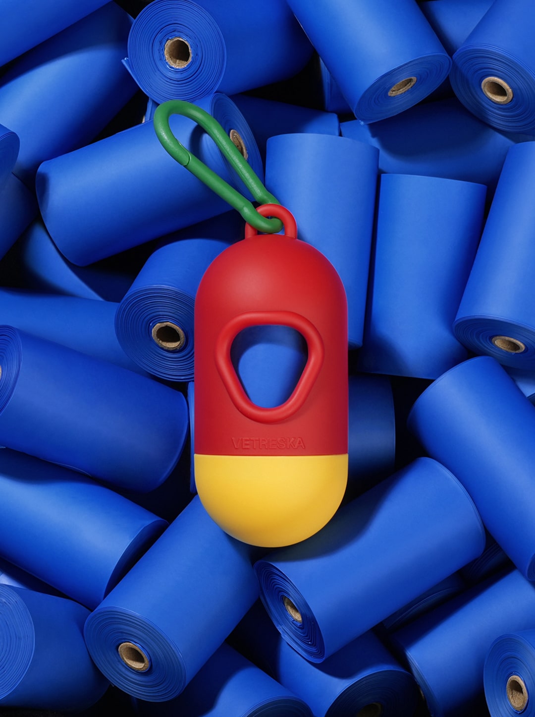 PRISM Poop Bags & Dispenser Set - Red — in use