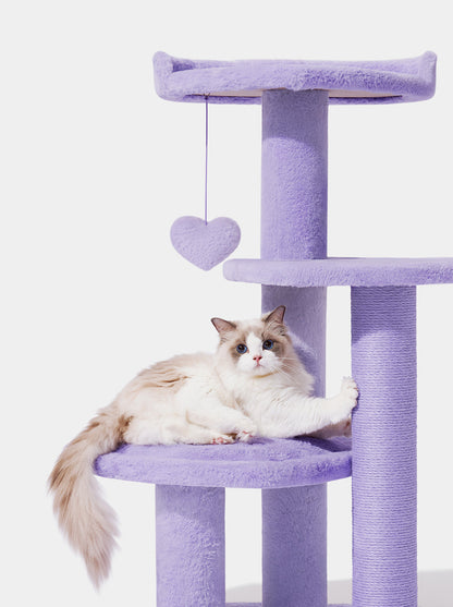 PURR VIOLET Cat Climber - Four Platforms — in use