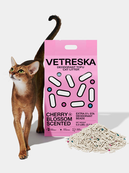 SAKURA Scented Tofu Cat Litter — styled in a home setting