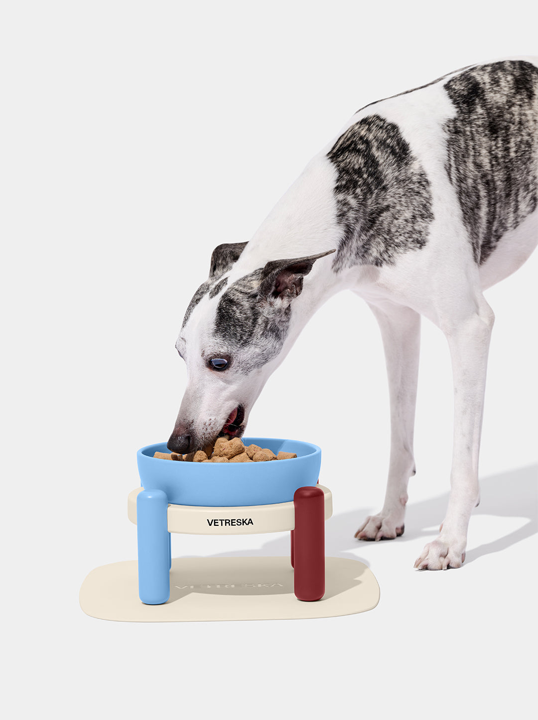 VELVET Pet Bowl & Mat Set (2) — styled in a home setting