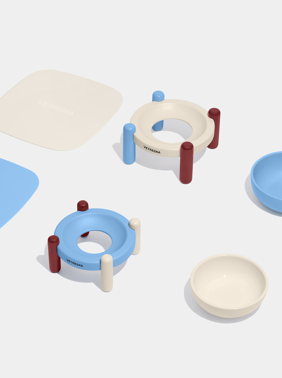 VELVET Pet Bowl & Mat Set — alternative angle