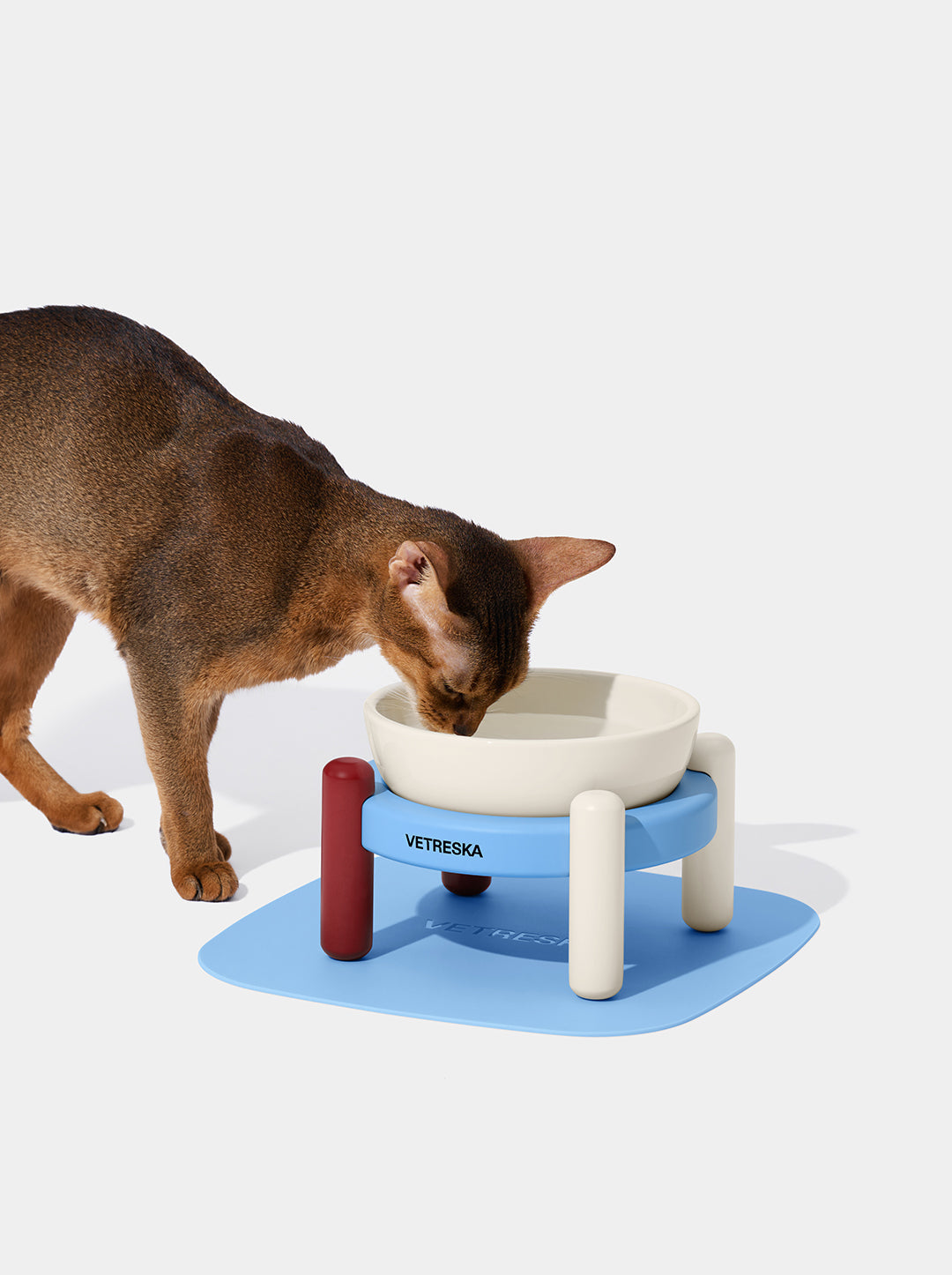 VELVET Pet Bowl & Mat Set — styled in a home setting