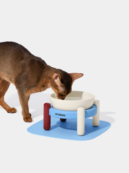 VELVET Pet Bowl & Mat Set — styled in a home setting