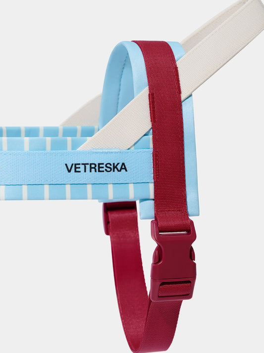 VELVET Pet Harness & Leash Set — styled in a home setting