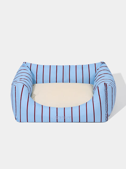 VELVET Pet Sofa - Azure & Stripes (2) — styled in a home setting
