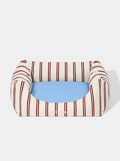 VELVET Pet Sofa - Cream & Stripes (2) — styled in a home setting
