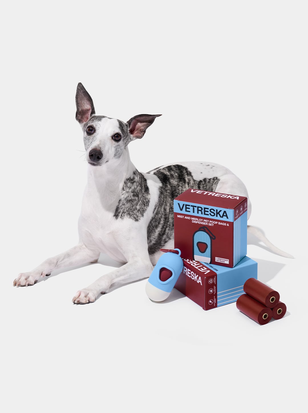 VELVET Poop Bags & Dispenser Set — styled in a home setting